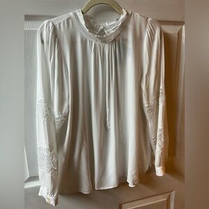🆕 LOFT White Lace Accent Blouse